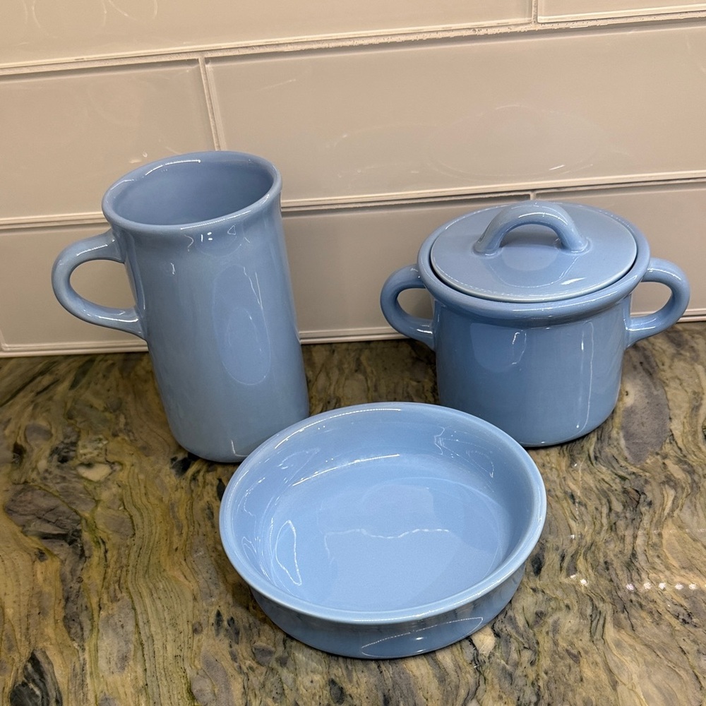Pottery Barn Light Blue Ceramic bath accessories